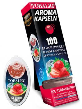 ICE STRAWBERRY Aromakapseln Tobaliq Packung mit 100 Kapseln für Zigaretten, Ziga